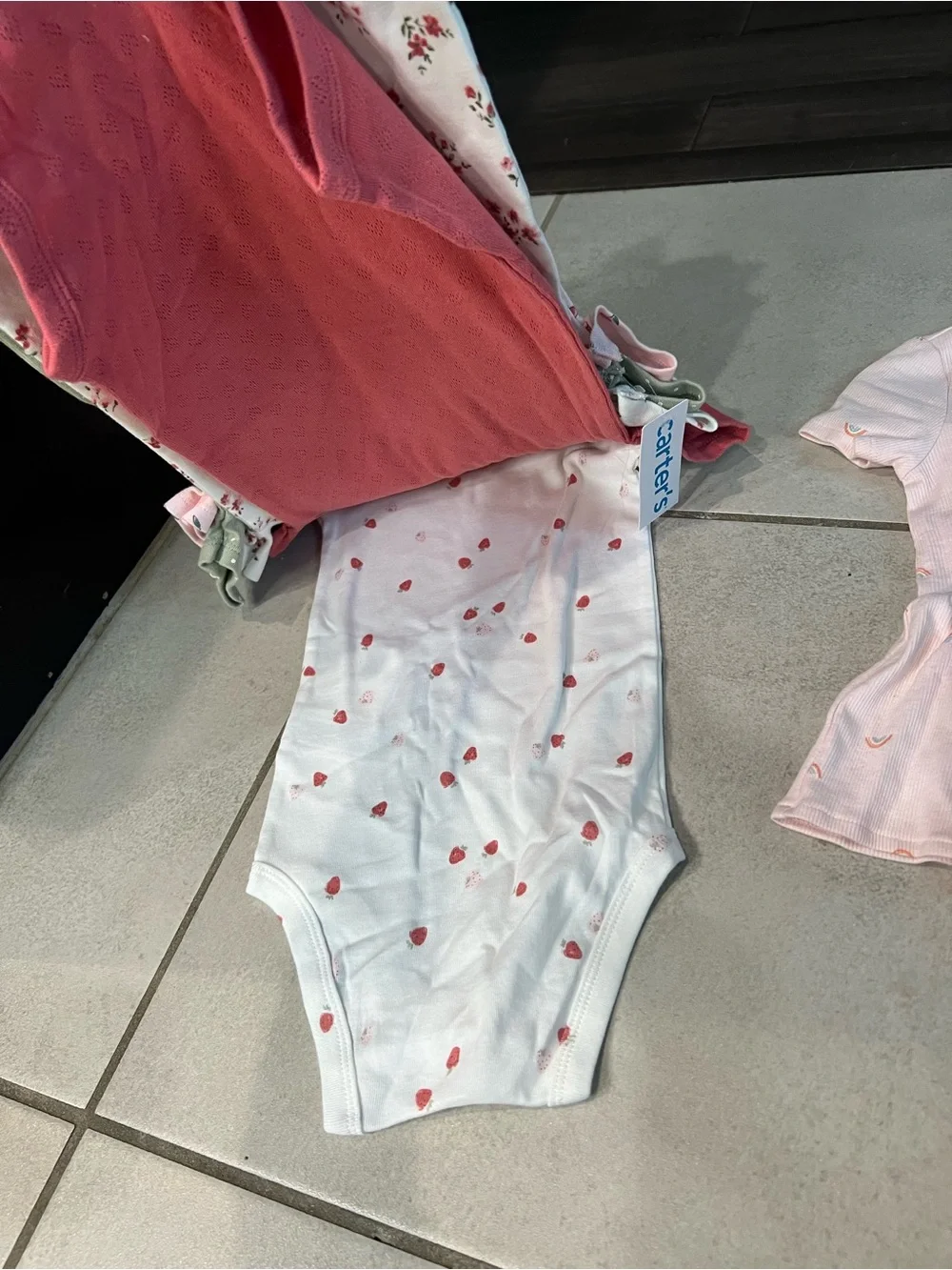 Carter's Pink Cherry Print Bodysuits & Peplum Set